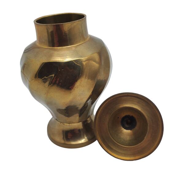 Vintage Brass Ginger Jar Swirl Lidded Dish Handcrafted Stash Storage Urn - Picture 4 of 6